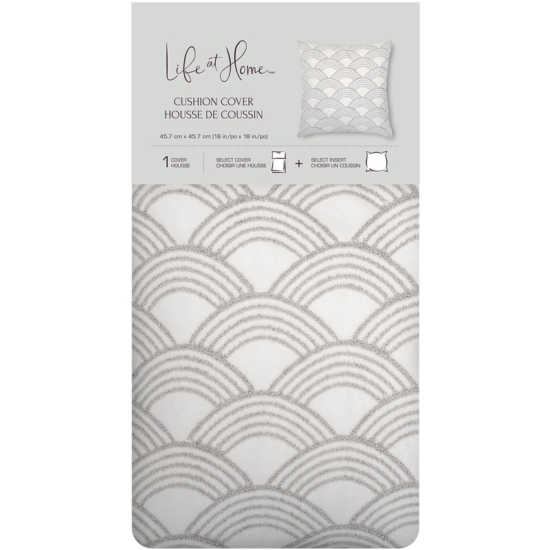 Scallop Tufted Cushion Cover - Grey & White, 18 in x 18 in