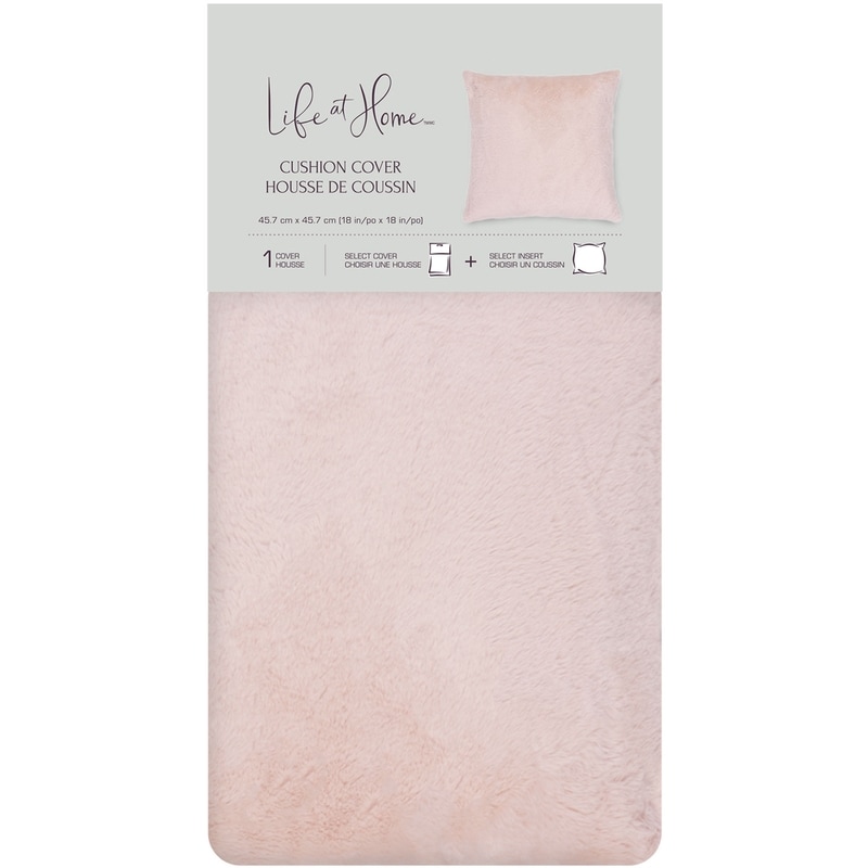 Morganite Solid Faux Fur Cushion Cover, 18 in x 18 in