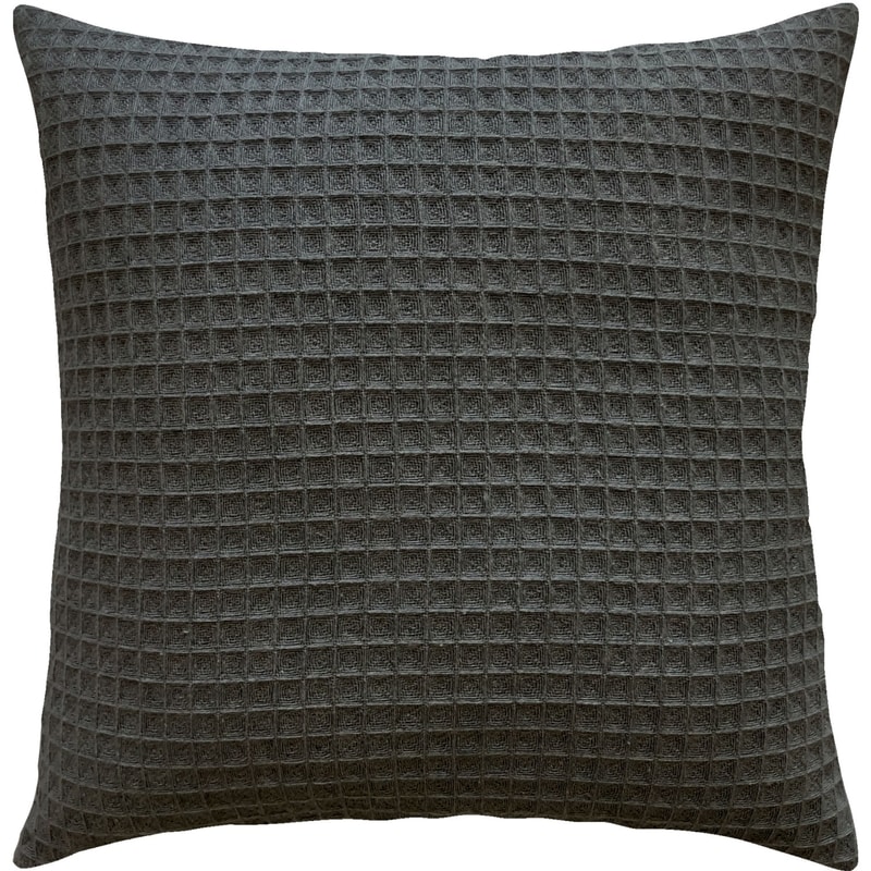 Solid Core Waffle Weave, Cushion Cover, Dark Grey, 18 in x 18 in