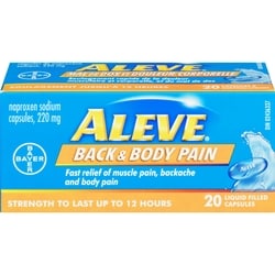 Aleve Back and Body Pain Relief Liquid Gels, Up to 12 Hour Relief 20 ea, $0.50/1ea