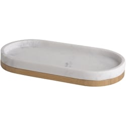 Life at Home Plateau oblong en marbre et en bois, polyrésine et bambou, effet marbré 1 ea, 22,00 $/1ch