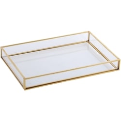 Life at Home Plateau rectangulaire doré, verre et métal, transparent et or 1 ea, 27,00 $/1ch
