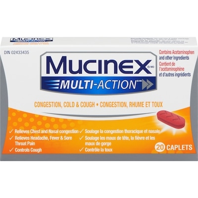 Mucinex Multi-Action Cold, Flu & Sore Throat Caplets 20 ea, $0.87/1ea