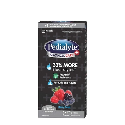 Pedialyte Bâtonnets de poudre d'électrolytes AdvancedCare® Plus, baies givrées 102 g, 15,68 $/100g