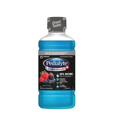 Pedialyte AdvancedCare® Plus Electrolyte Oral Rehydration Solution, Berry Frost 1000 ml, $1.50/100ml