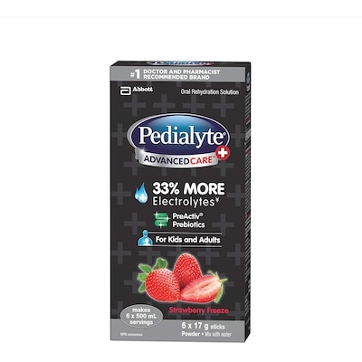 Pedialyte Bâtonnets de poudre d'électrolytes AdvancedCare® Plus, fraise glacée 102 g, 15,68 $/100g