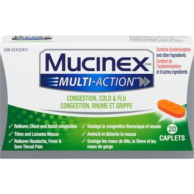 Mucinex Multi-Action Cold & Sinus Caplets 20 ea, $0.87/1ea
