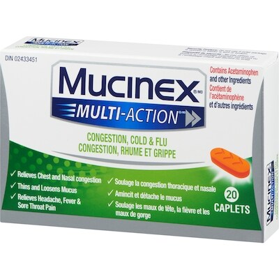 Multi-action rhume et sinus caplets