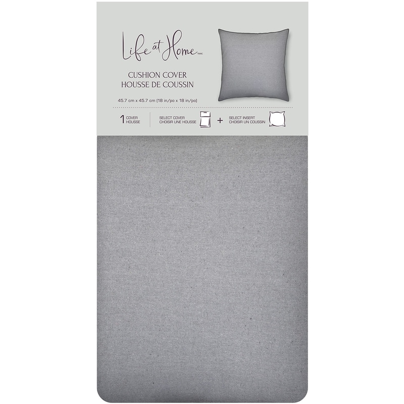 Solid Grey Cotton Cushion Cover, 18 in x 18 in