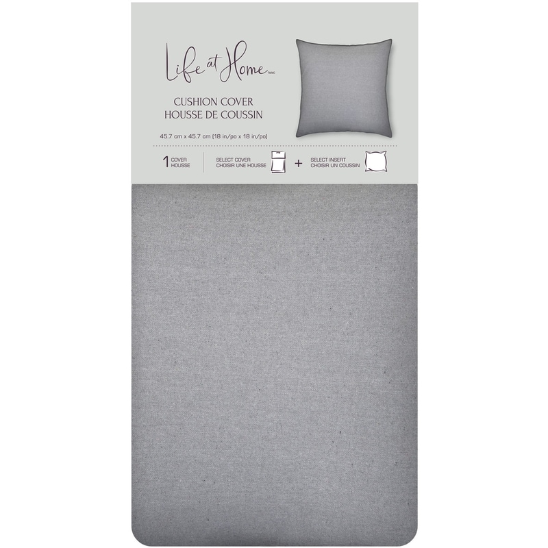 Solid Grey Cotton Cushion Cover, 18 in x 18 in