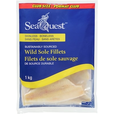 Seaquest Wild Sole Fillets Club Size 1 kg, $1.50/100g