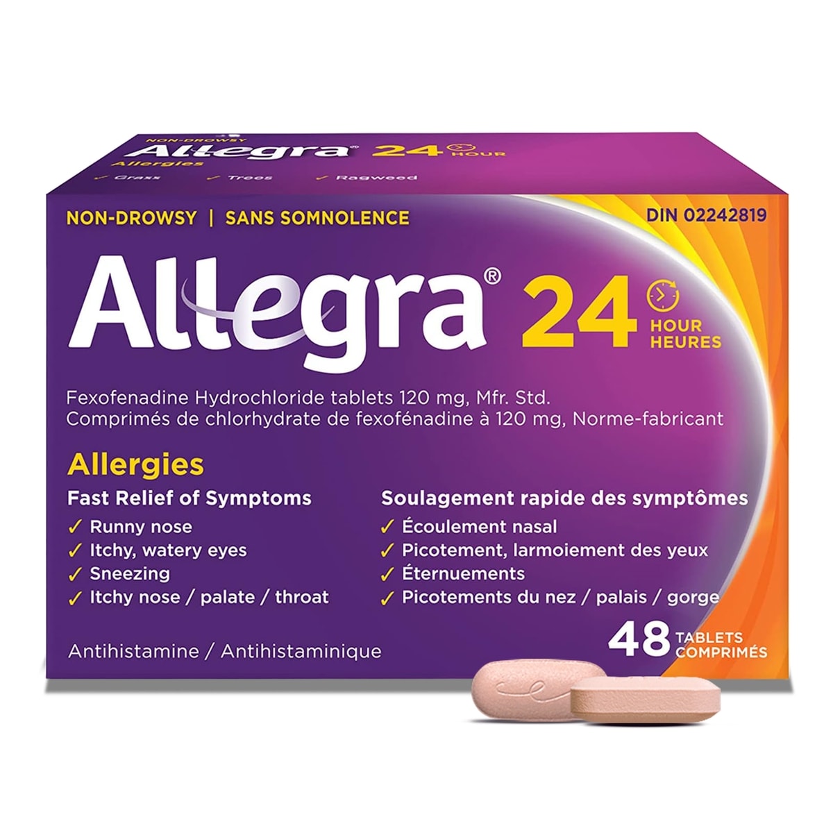 Allegra 24 Hour Allergy Medication, Fexofenadine Hydrochloride 120 mg 48 ea, $0.77/1ea