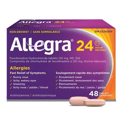 Allegra 24 Hour Allergy Medication, Fexofenadine Hydrochloride 120 mg 48 ea, $0.74/1ea