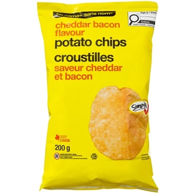 No Name Cheddar Bacon Flavour Potato Chips 200 g, $0.75/100g