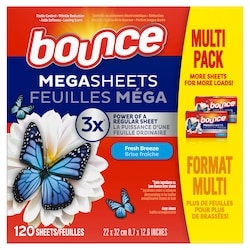 Bounce WrinkleGuard Mega Dryer Sheets, 120 Count, Wrinkle Release