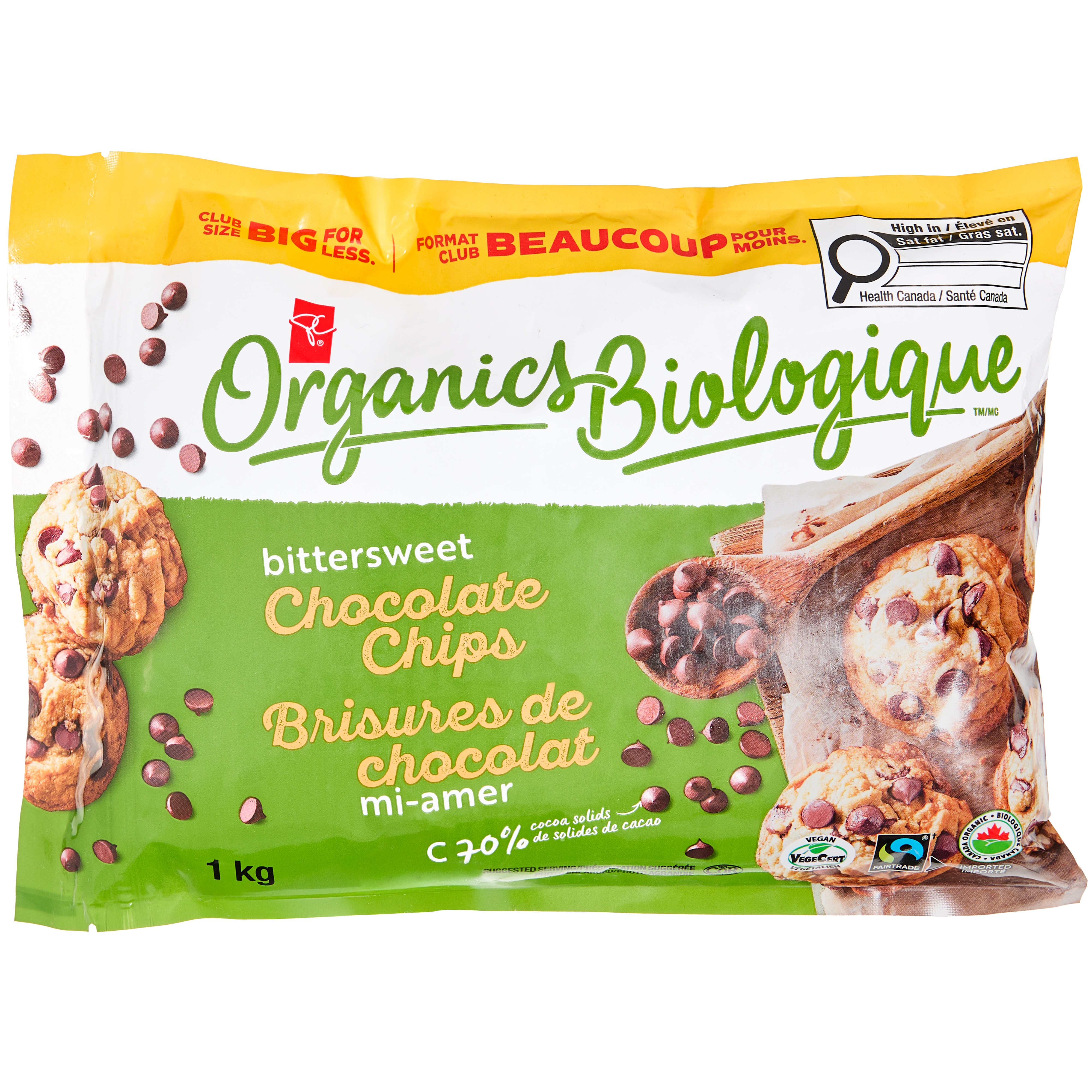 PC Organics Organics Bittersweet Chocolate Chips Club Size - 1 kg