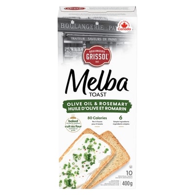 Grissol Boulangerie Grissol Melba Toast Olive Oil and Rosemary 400 g, $1.37/100g