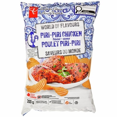 President's Choice World of Flavours Portuguese Chicken Flavour Rippled Potato Chips 200 g, $1.25/100g