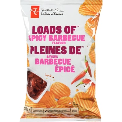 President's Choice Loads of Spicy Barbecue Rippled Potato Chips 200 g, $1.38/100g