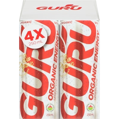 Guru Lite Low Carbs Organic Energy Drink, 4 Pack 4x250.0 ml, $1.00/100ml