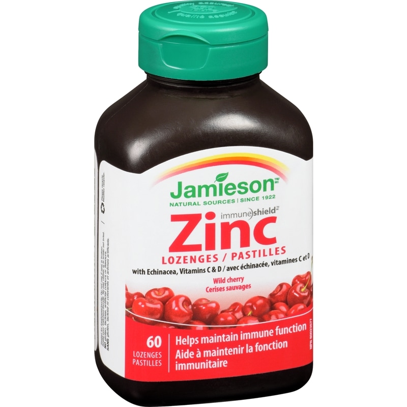 Zinc Lozenges with Echinacea, Vitamins C & D, Wild Cherry 60 Count