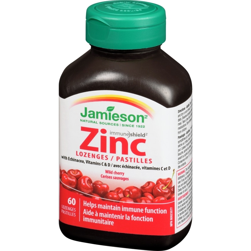 Zinc Lozenges with Echinacea, Vitamins C & D, Wild Cherry 60 Count