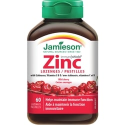 Jamieson Zinc Pastilles avec échinacée, vitamines C et D, Cerises sauvages 60 count 60 ea, 0,19 $/1ch