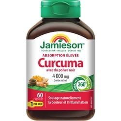 Jamieson Curcuma avec du poivre noir 4000 mg 60 ea, 0,39 $/1ch