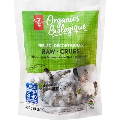 PC Organics Organics Peeled Raw Black Tiger Shrimp 300 g, $4.67/100g