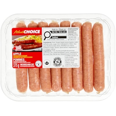 Atlantic Choice Saucisses de porc pour le déjeuner aux pommes 375 g, 2,40 $/100g