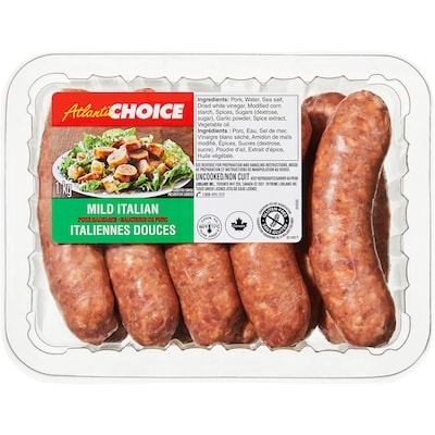 Atlantic Choice Saucisses de porc italiennes douces 1 kg, 1,45 $/100g