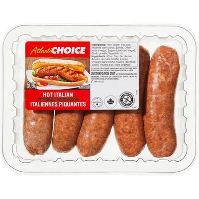 Atlantic Choice Saucisses de porc italiennes piquantes 500 g, 1,40 $/100g