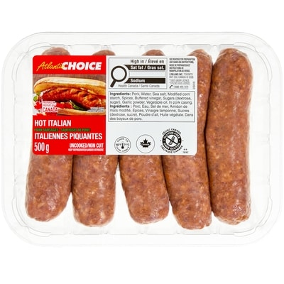 Atlantic Choice Saucisses de porc italiennes piquantes 500 g, 1,80 $/100g