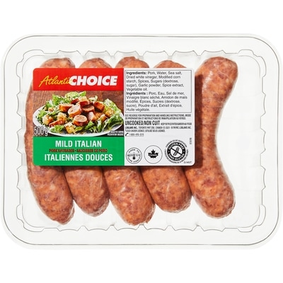 Atlantic Choice Saucisses de porc italiennes douces 500 g, 1,40 $/100g