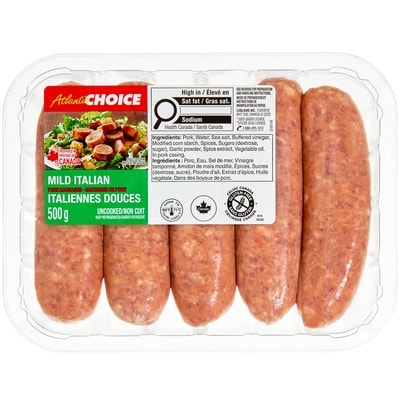 Atlantic Choice Saucisses de porc italiennes douces 500 g, 1,80 $/100g