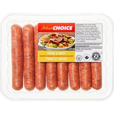 null Saucisses pour le déjeuner porc et bœuf 375 g, 2,13 $/100g