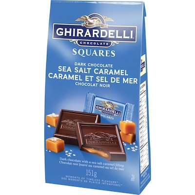 Ghirardelli Sea Salt and Caramel Dark Chocolate Squares 151 g, $7.28/100g