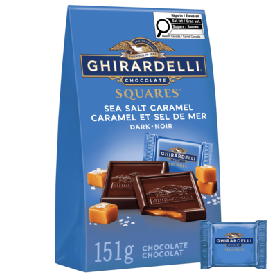 Ghirardelli Sachet Carrés de chocolat noir au caramel et sel de mer 151 g, 6,62 $/100g