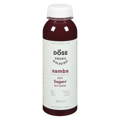 Dose Jus pressé à froid Samba Dose 300 ml, 2,50 $/100ml