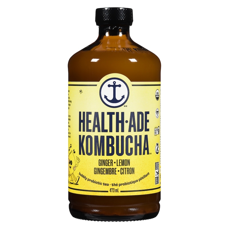 ダイエット・健康 KombuchaMana Health-Ade Kombucha Bubbly Probiotic Tea Ginger Lemon - 454 g