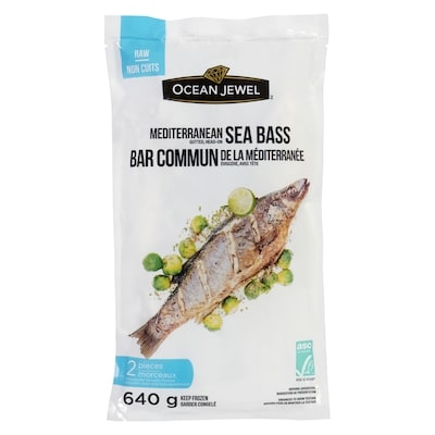 Ocean Jewel Mediterranean Sea Bass Raw 640 g, $2.66/100g