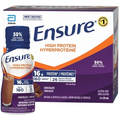 Ensure High Protein Chocolate Drink 6-Pack 235 ml, $7.02/100ml
