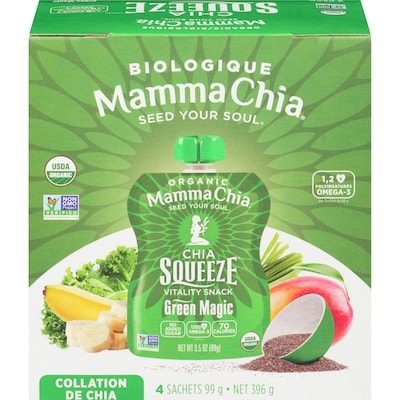 Mamma Chia Chia squeeze collation de chia magie verte biologique 396 g, 2,14 $/100g