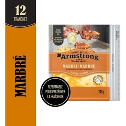 Armstrong Fromage Cheddar marbré tranché 240 g, 2,00 $/100g