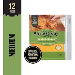 Armstrong Medium Cheddar Cheese Slices 240 g, $2.00/100g