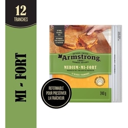 Armstrong Fromage Cheddar mi-fort en tranches 240 g, 2,00 $/100g