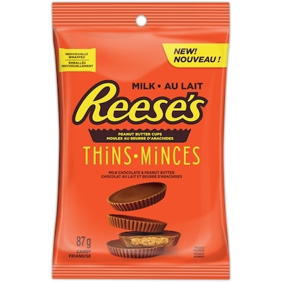 Reese’s MOULES AU BEURRE D’ARACHIDES et chocolat au lait THiNS 87 g, 4,59 $/100g