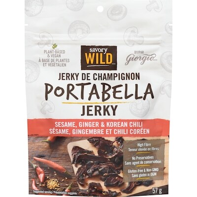 Savory Wild Sesame, Ginger & Korean Chili Portabella Jerky 57 g, $18.40/100g
