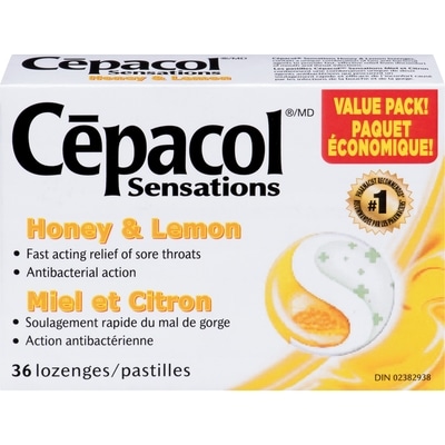 Cépacol Sensations pastilles miel et citron paquet économique! 36 ea, 0,31 $/1ch