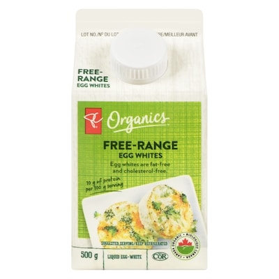 PC Organics Organic Free-Range Egg Whites 500 g, $1.60/100g